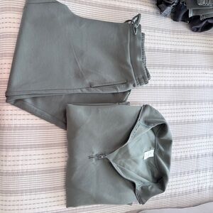 Olive Green Scuba Sweatshirt and Capris Set